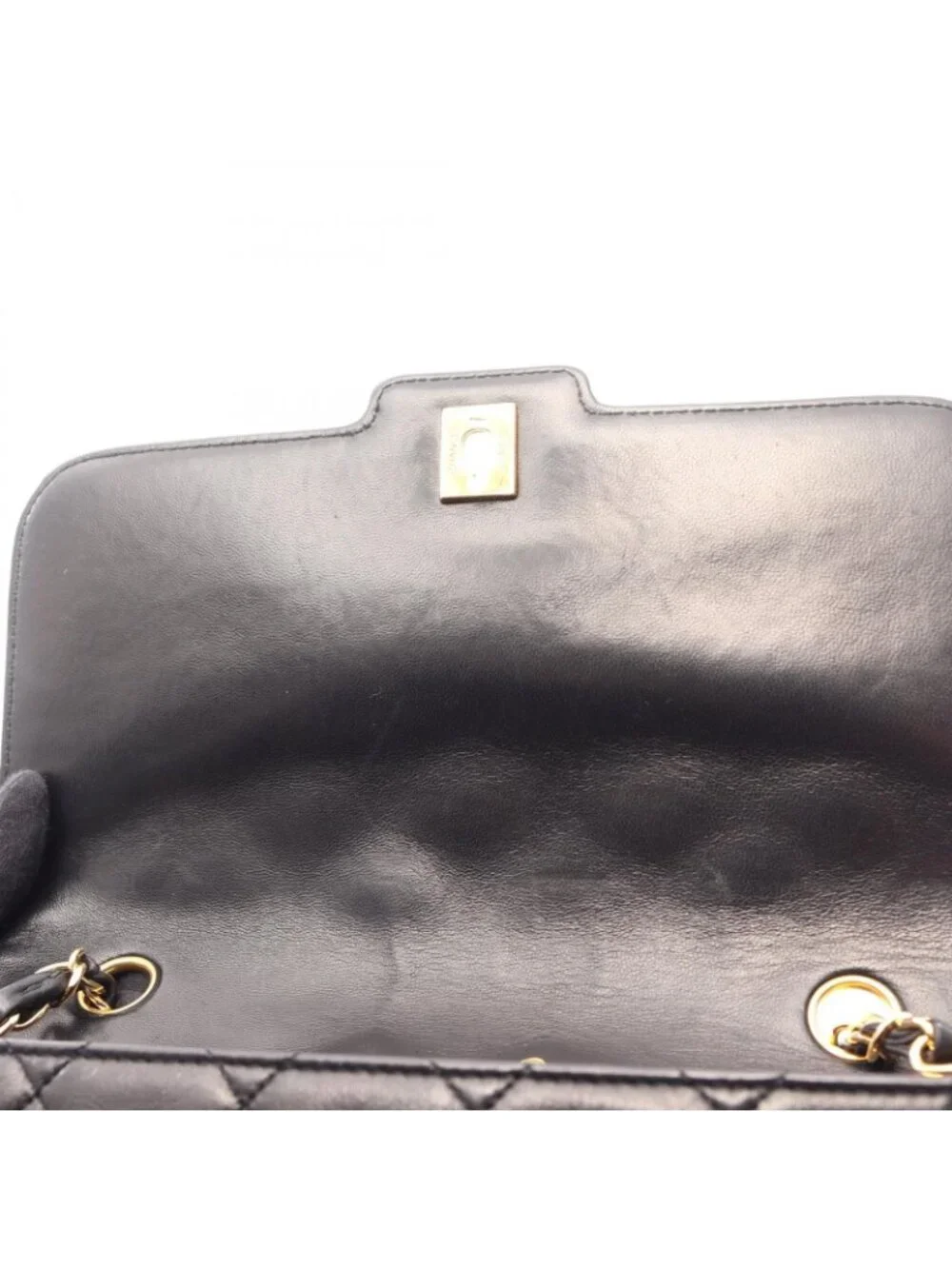 Chanel Shoulder Bag Quilted Single Flap Black Lambskin Chain